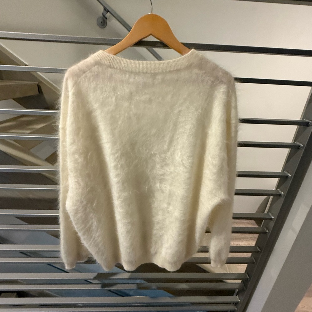 J Crew Cream Cashmere Relaxed Crewneck Sweater - Large - Picture 2 of 4